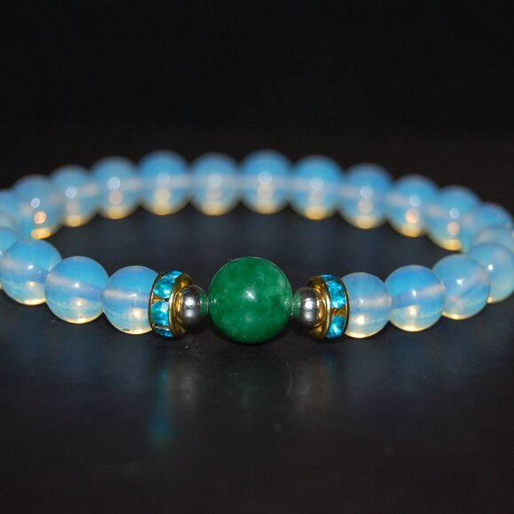 Opal Bracelet,Jade and Opal Beaded Bracelet - Picture 1 of 2